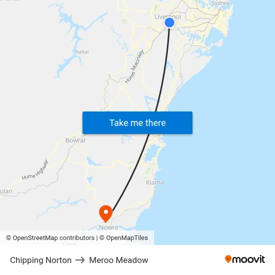 Chipping Norton to Meroo Meadow map