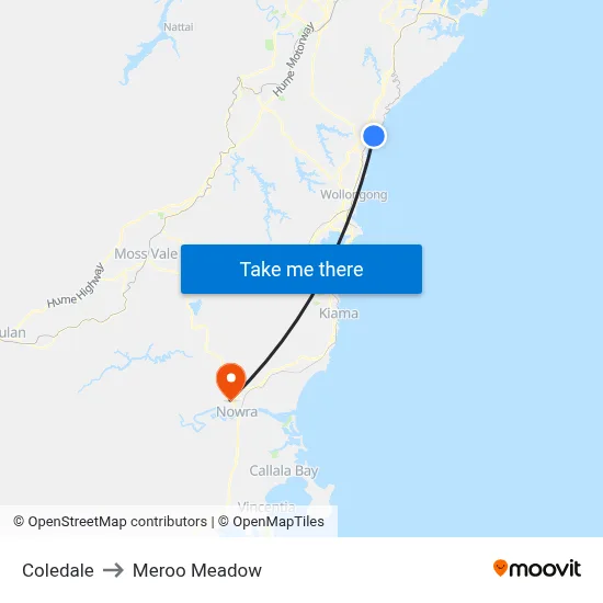 Coledale to Meroo Meadow map