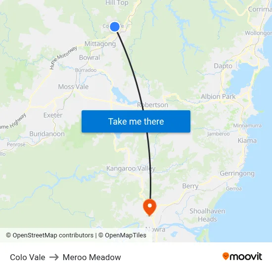 Colo Vale to Meroo Meadow map
