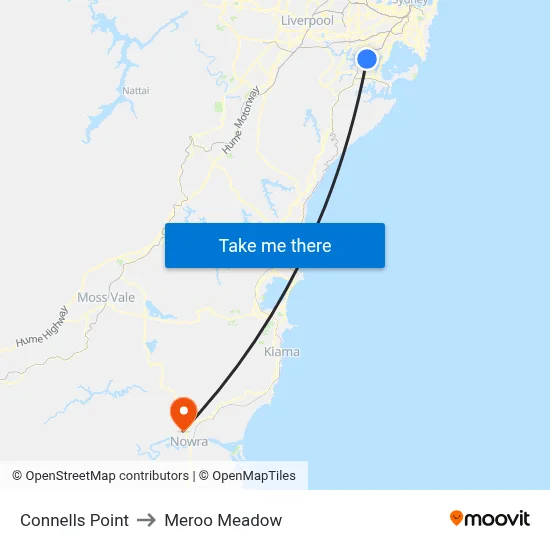 Connells Point to Meroo Meadow map