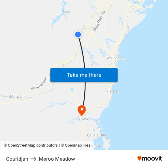 Couridjah to Meroo Meadow map
