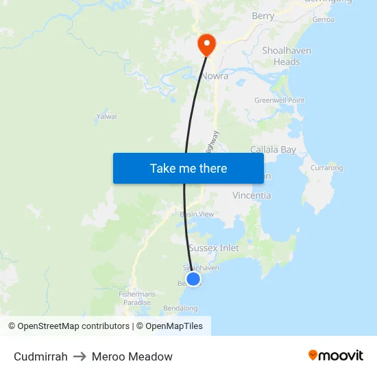 Cudmirrah to Meroo Meadow map