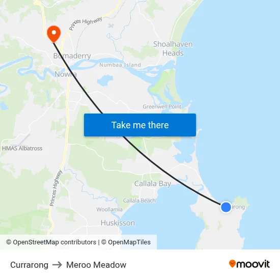 Currarong to Meroo Meadow map