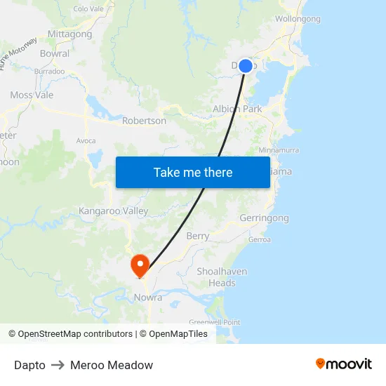 Dapto to Meroo Meadow map