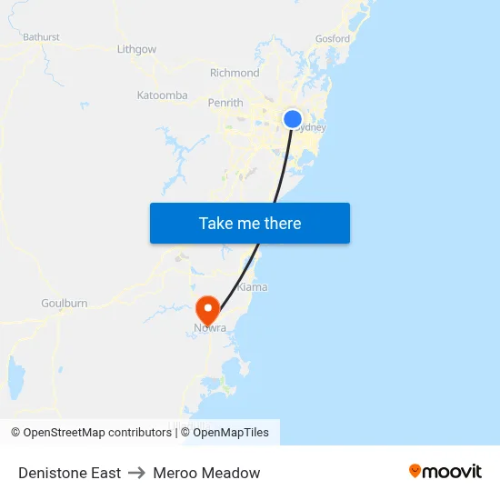 Denistone East to Meroo Meadow map