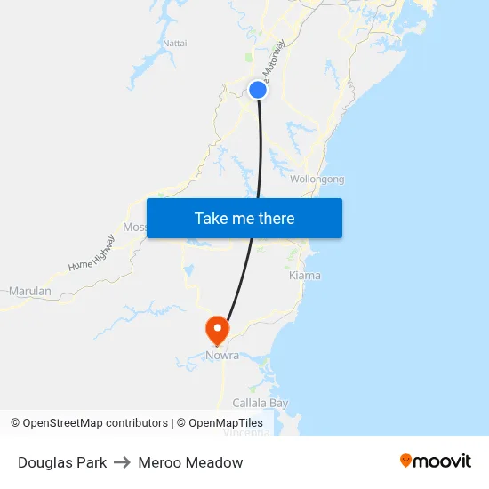 Douglas Park to Meroo Meadow map