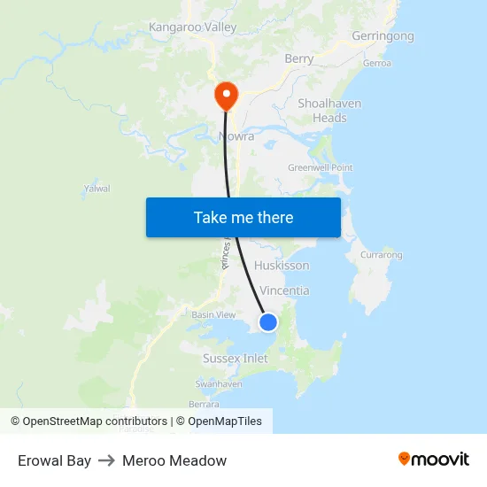 Erowal Bay to Meroo Meadow map