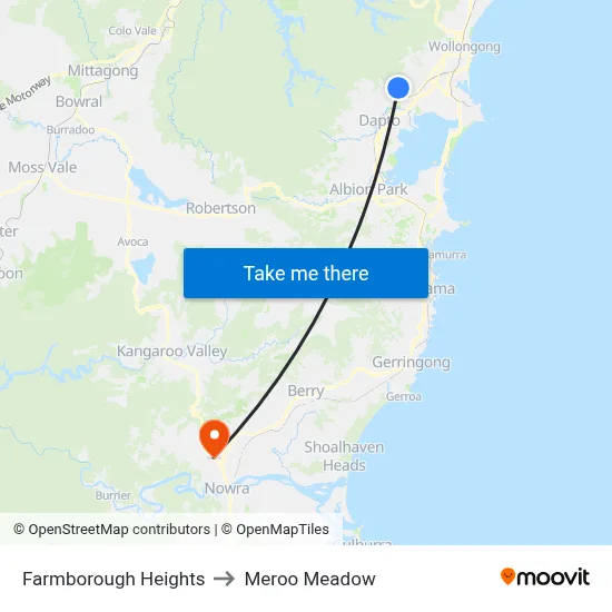 Farmborough Heights to Meroo Meadow map