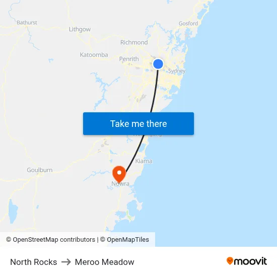 North Rocks to Meroo Meadow map