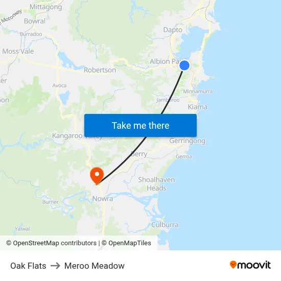 Oak Flats to Meroo Meadow map