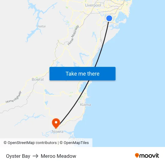 Oyster Bay to Meroo Meadow map