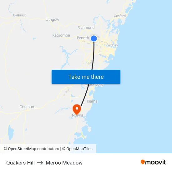 Quakers Hill to Meroo Meadow map