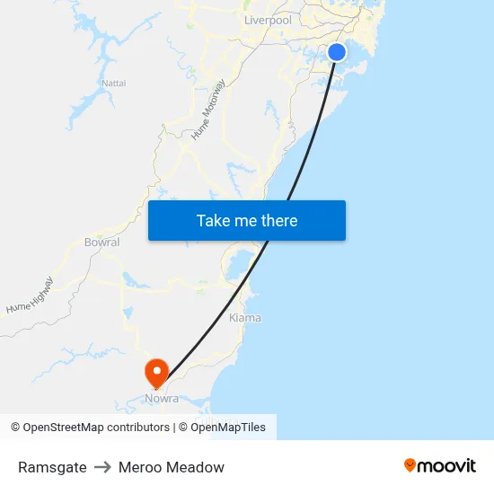 Ramsgate to Meroo Meadow map