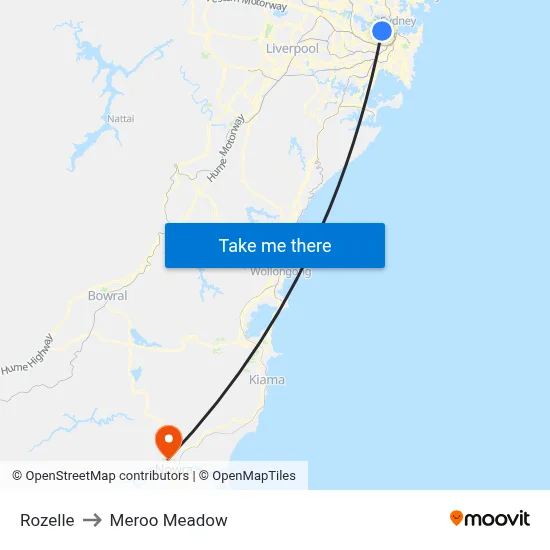Rozelle to Meroo Meadow map