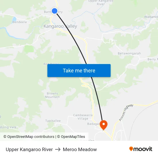 Upper Kangaroo River to Meroo Meadow map