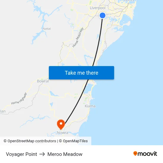Voyager Point to Meroo Meadow map