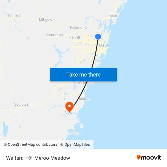 Waitara to Meroo Meadow map