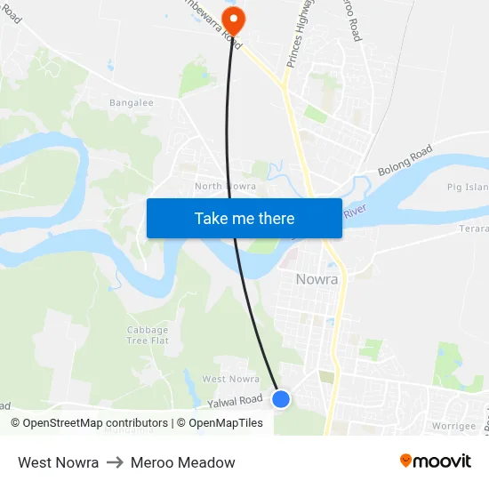 West Nowra to Meroo Meadow map