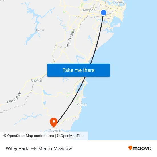 Wiley Park to Meroo Meadow map