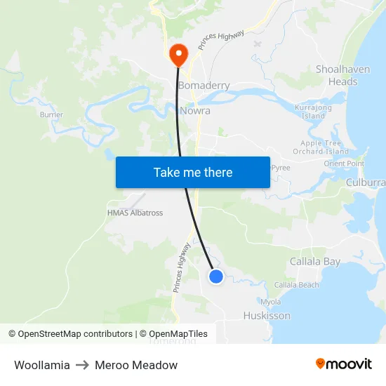 Woollamia to Meroo Meadow map