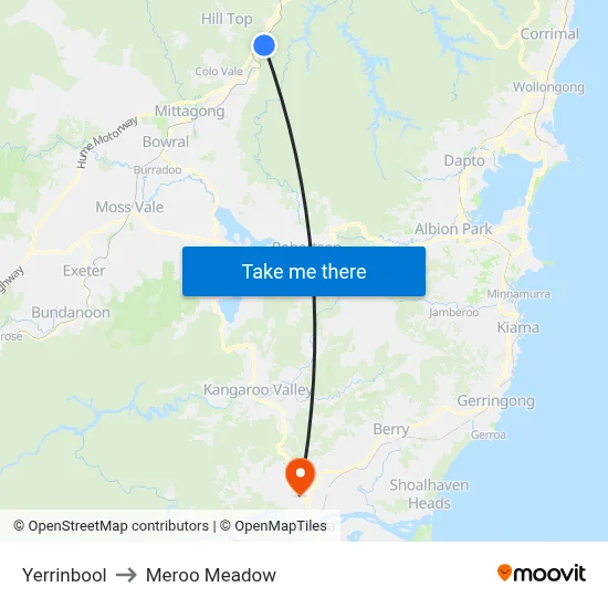 Yerrinbool to Meroo Meadow map