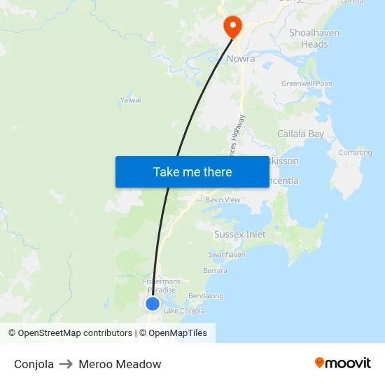 Conjola to Meroo Meadow map
