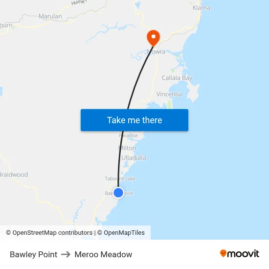 Bawley Point to Meroo Meadow map