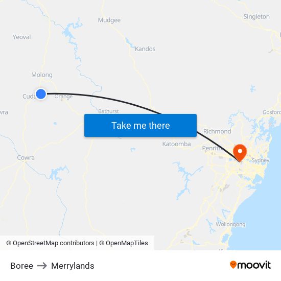 Boree to Merrylands map