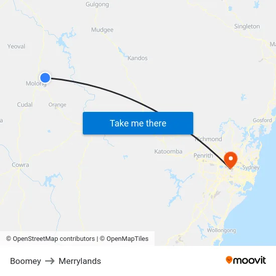 Boomey to Merrylands map