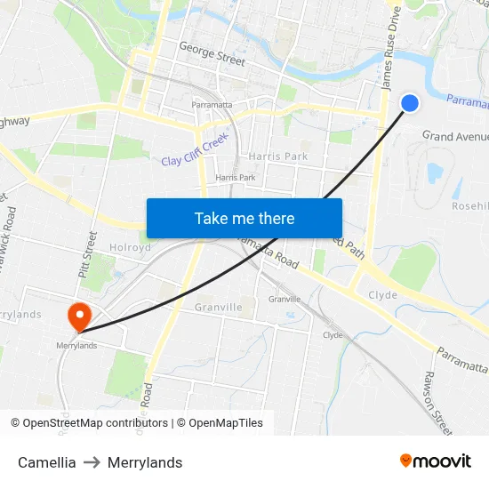 Camellia to Merrylands map