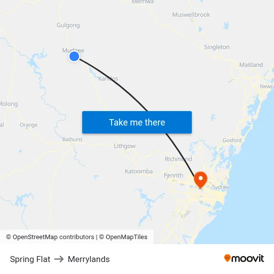 Spring Flat to Merrylands map