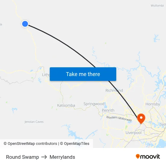 Round Swamp to Merrylands map