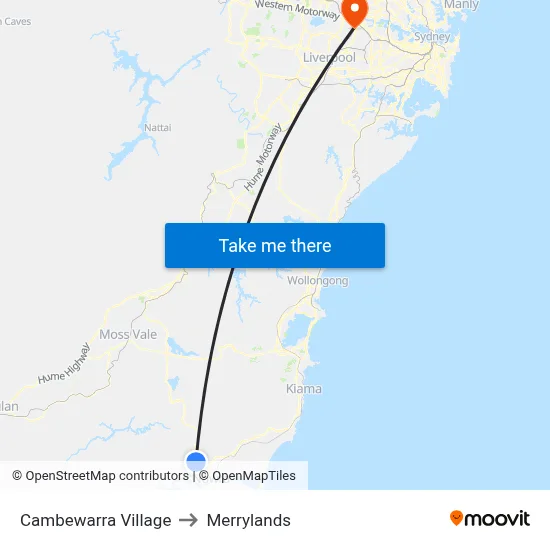 Cambewarra Village to Merrylands map
