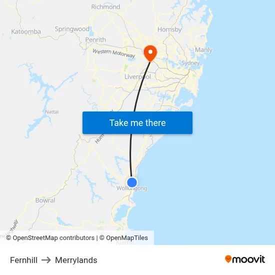 Fernhill to Merrylands map