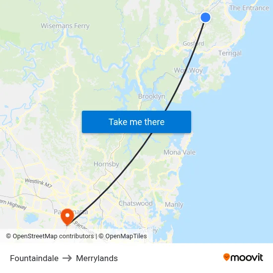 Fountaindale to Merrylands map