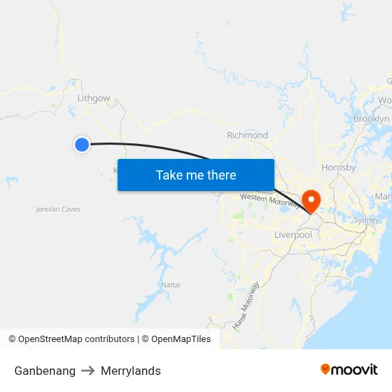 Ganbenang to Merrylands map