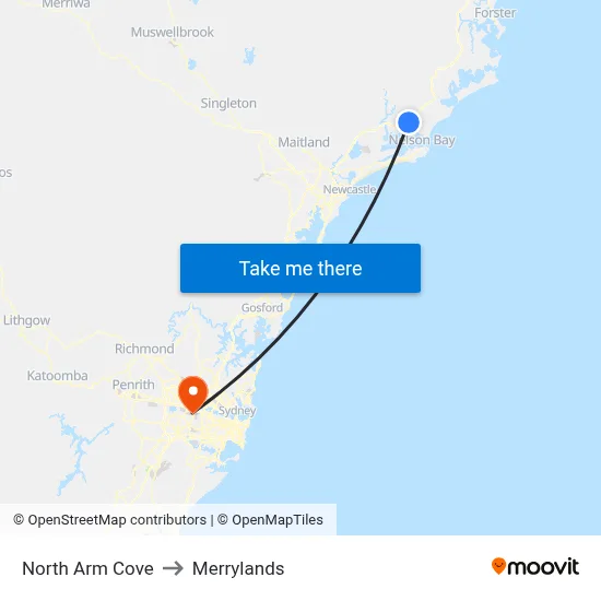 North Arm Cove to Merrylands map