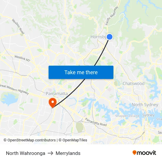 North Wahroonga to Merrylands map