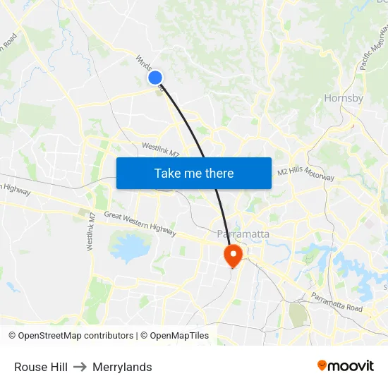 Rouse Hill to Merrylands map