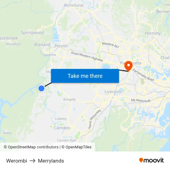 Werombi to Merrylands map