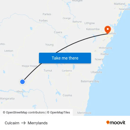 Culcairn to Merrylands map