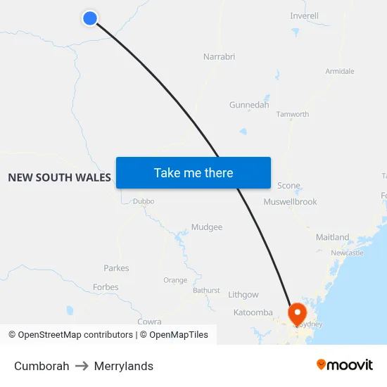 Cumborah to Merrylands map