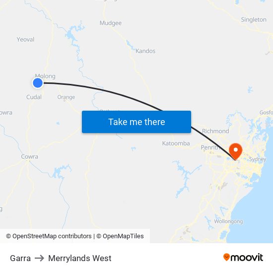 Garra to Merrylands West map