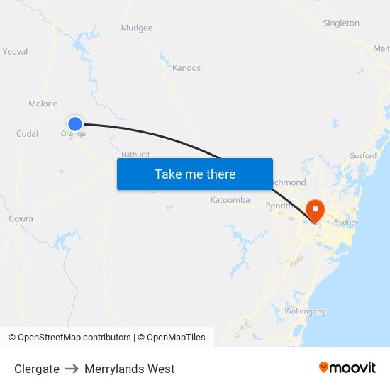 Clergate to Merrylands West map