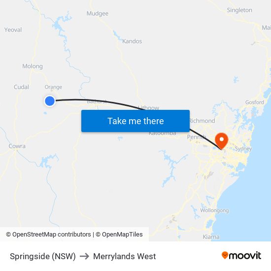 Springside (NSW) to Merrylands West map