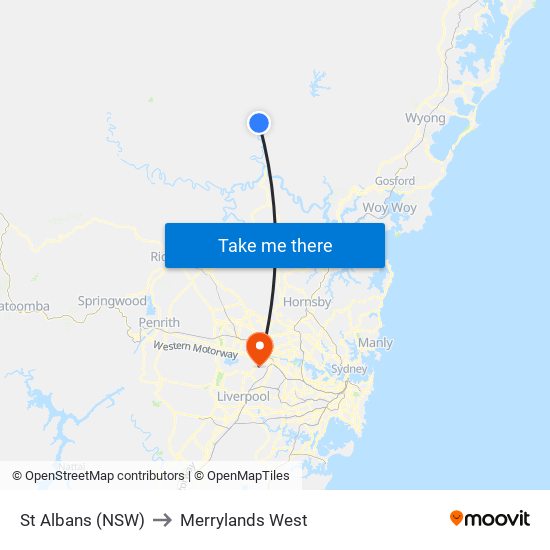 St Albans (NSW) to Merrylands West map
