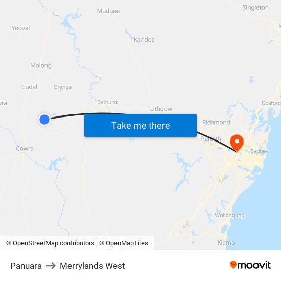 Panuara to Merrylands West map