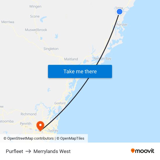 Purfleet to Merrylands West map