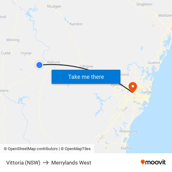 Vittoria (NSW) to Merrylands West map