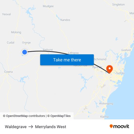 Waldegrave to Merrylands West map